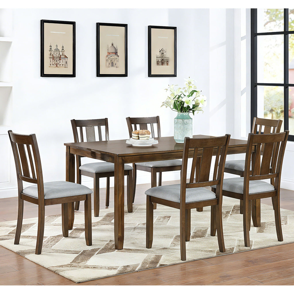 Kitchen Dining Set, Rectangular Dining Table With Upholstered Chairs