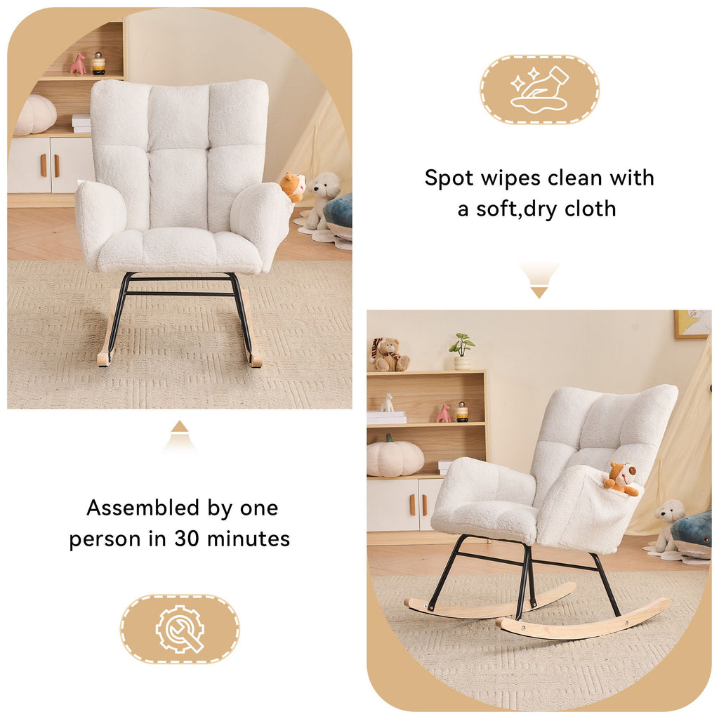 Rocking Gilder Chair For Living Room - Ivory