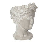 Greek Style Cement Head Planter Indoor Outdoor Home Garden Decor - Gray