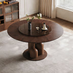 Round Dining Table With Lazy Susan For Living Room - Walnut