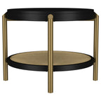 Arini Round End Side Table With Storage Shelf Black