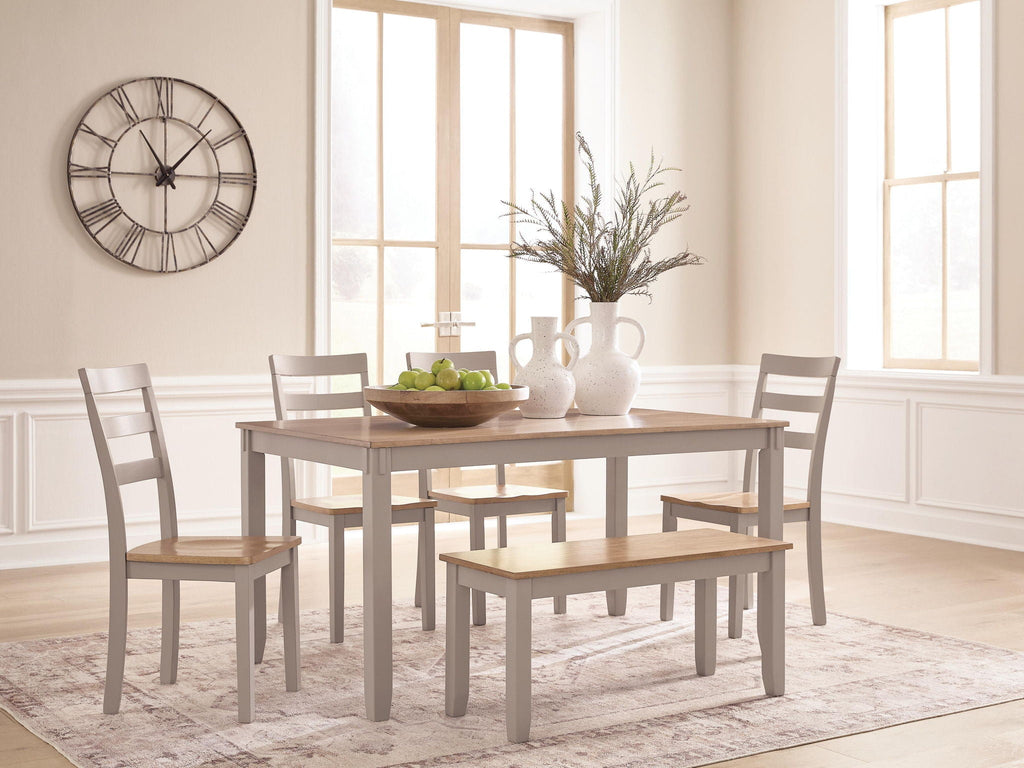 Harperfeld - Dining Room Table Set (Set of 6) - Natural / Gray