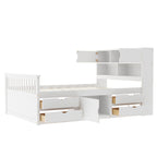 Captain Platform Bed Frame With Bookcase Headboard, 4 Drawers, Storage Shelves