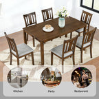 Kitchen Dining Set, Rectangular Dining Table With Upholstered Chairs