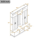 Entryway Hall Tree With Bench, 3 Top Cubbies & Bottom Storage Space
