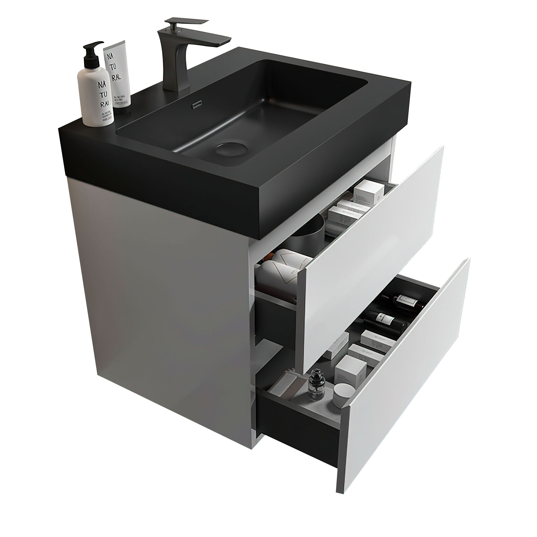 Alice - Bathroom Vanity With Large Storage, Sink, Wall Mounted