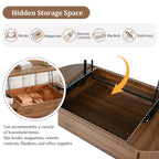 Lift Top Coffee Table With Hidden Compartment, Modern Oval Lift Tabletop For Home Living Room