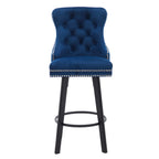 Swivel Bar Stools With Button Tufted Design And Rivet Trim