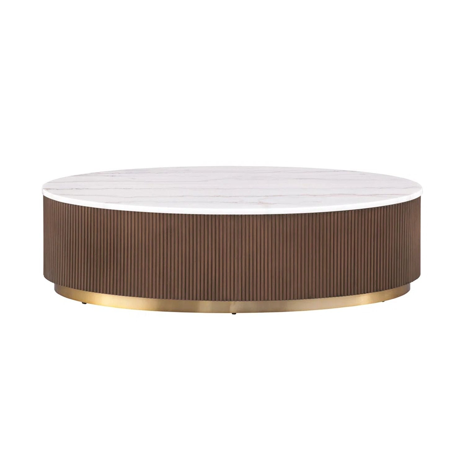 Oval Cocktail Table - Brown / Gold / White