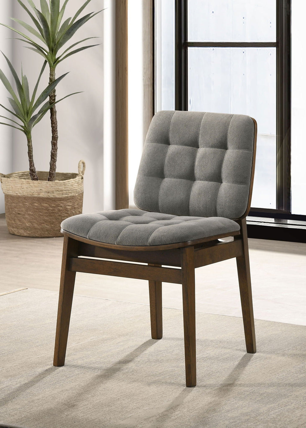 Redbridge Velvet Upholstered Side Chair Grey and Walnut (Set of 2)