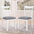 Modern Dining Chair, Wooden Back, Cushion Seats (Set of 2)