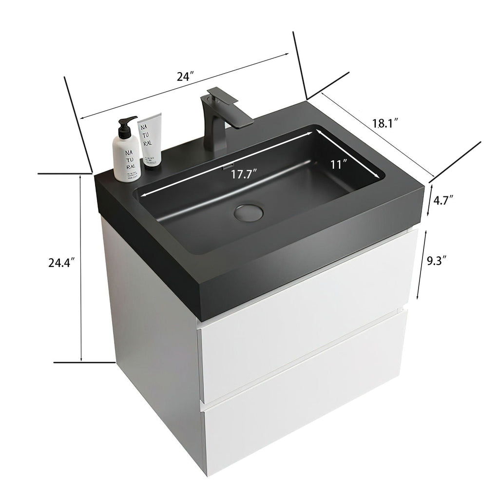 Alice - Bathroom Vanity With Large Storage, Sink, Wall Mounted