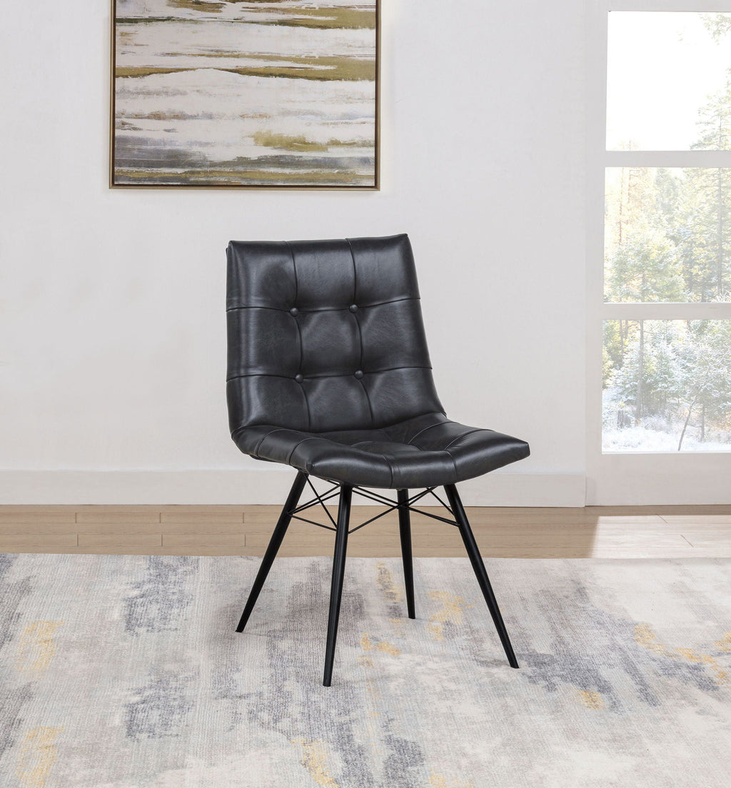 Aiken Faux Leather Upholstered Dining Side Chair Charcoal Grey (Set of 4)