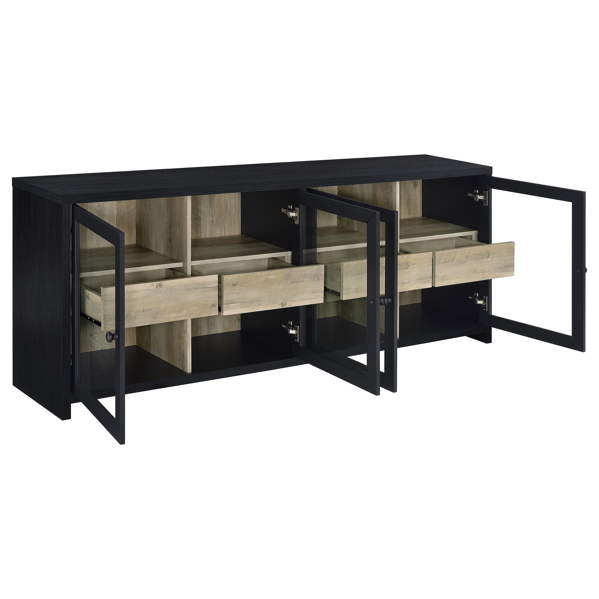 Denison 3-piece Entertainment Center 79-inch TV Stand Black
