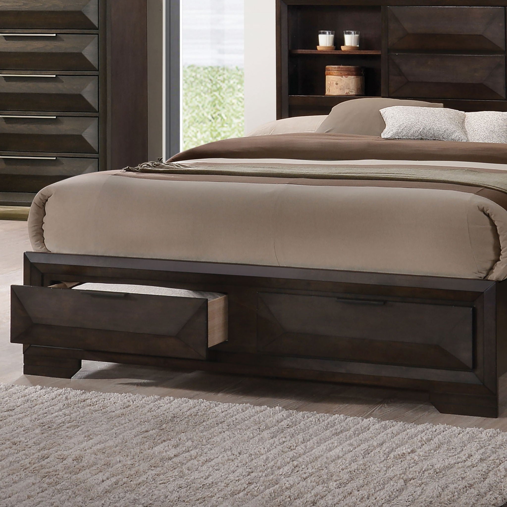 3 Piece Set Bed With Storage And 2 Nightstands