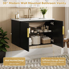 Bathroom Vanity With Sink, Rectangular Storage Cabinet With 2 Soft Closing Doors