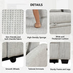 Pull Out Loveseat Sofa With Adjsutable Backrest, 2 Pillows, Cup Holders, USB Ports For Living Room
