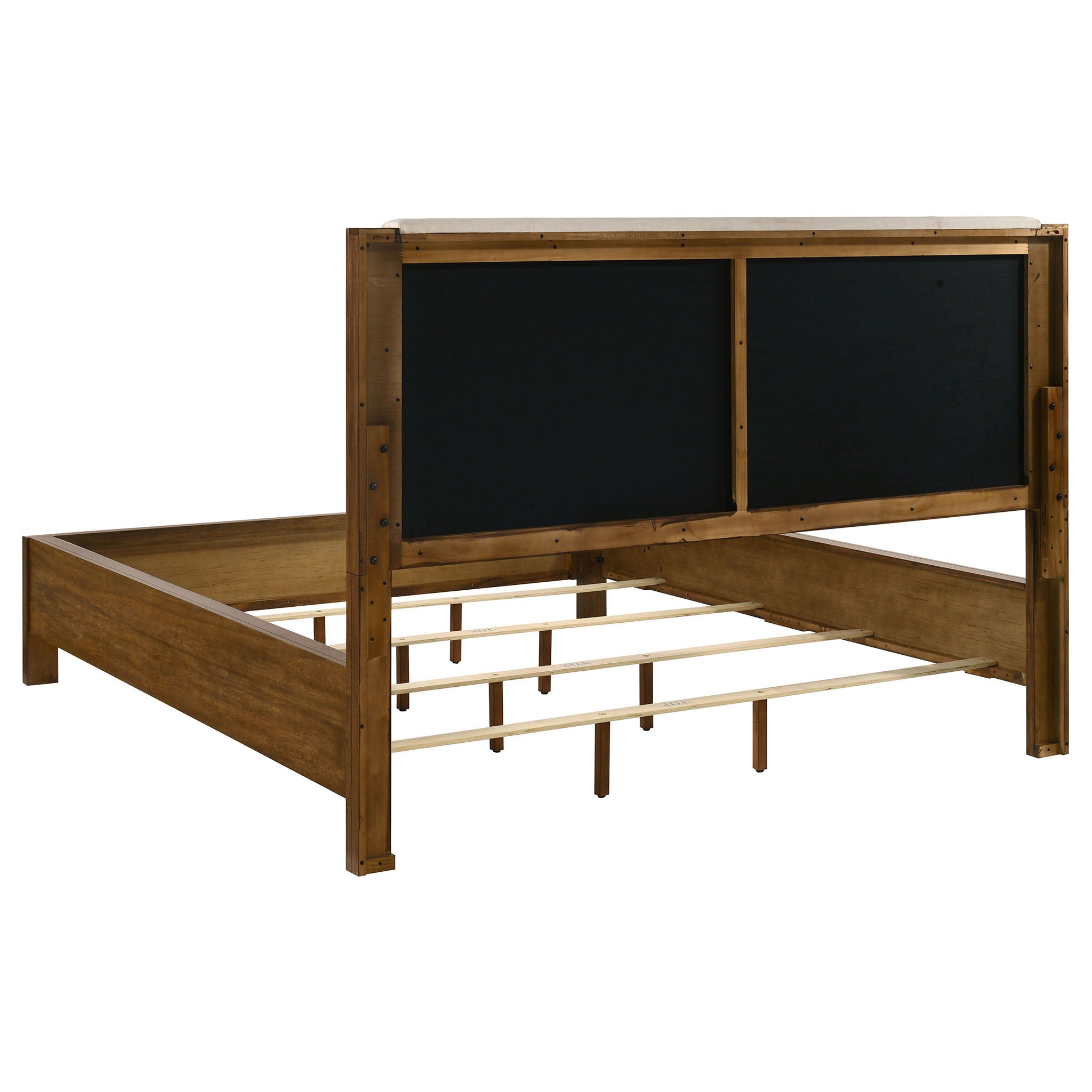 Adderley California King Wood Panel Bed Cream and Warm Brown
