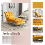 Chaise Lounge Indoor, Button Tufted Upholstered Chaise Lounge Chair With Pillow