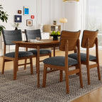 Dining Table Set For 4, Solid Wood Dining Table And Solid Wood Chairs, 5 Pieces Farmhouse Dining Table And 4 Upholstered Chairs - Brown / Gray