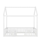 Wood House Bed With Fence And Door