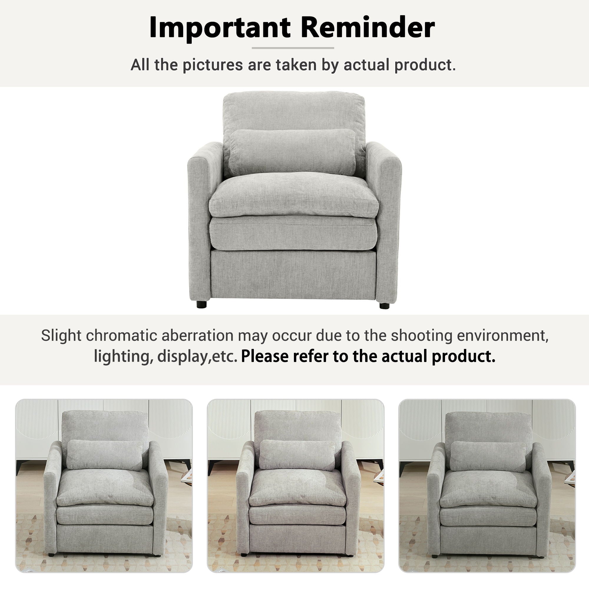 Cozy Upholstered Cushion Armchair For Living Room