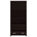 Skylar 71-inch 5-shelf Bookcase with Drawer Cappuccino