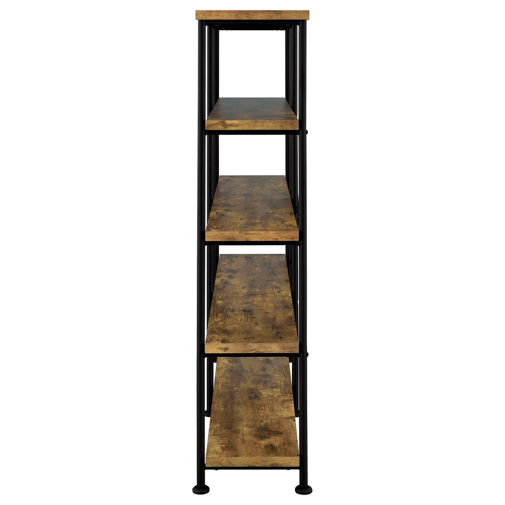 Analiese 63-inch 4-shelf Double Bookshelf Rustic Nutmeg