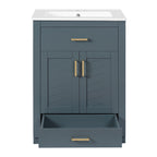 Modern Bathroom Vanity With Integrated Ceramic Sink, 2 Door Cabinet With Tip-Out Drawer