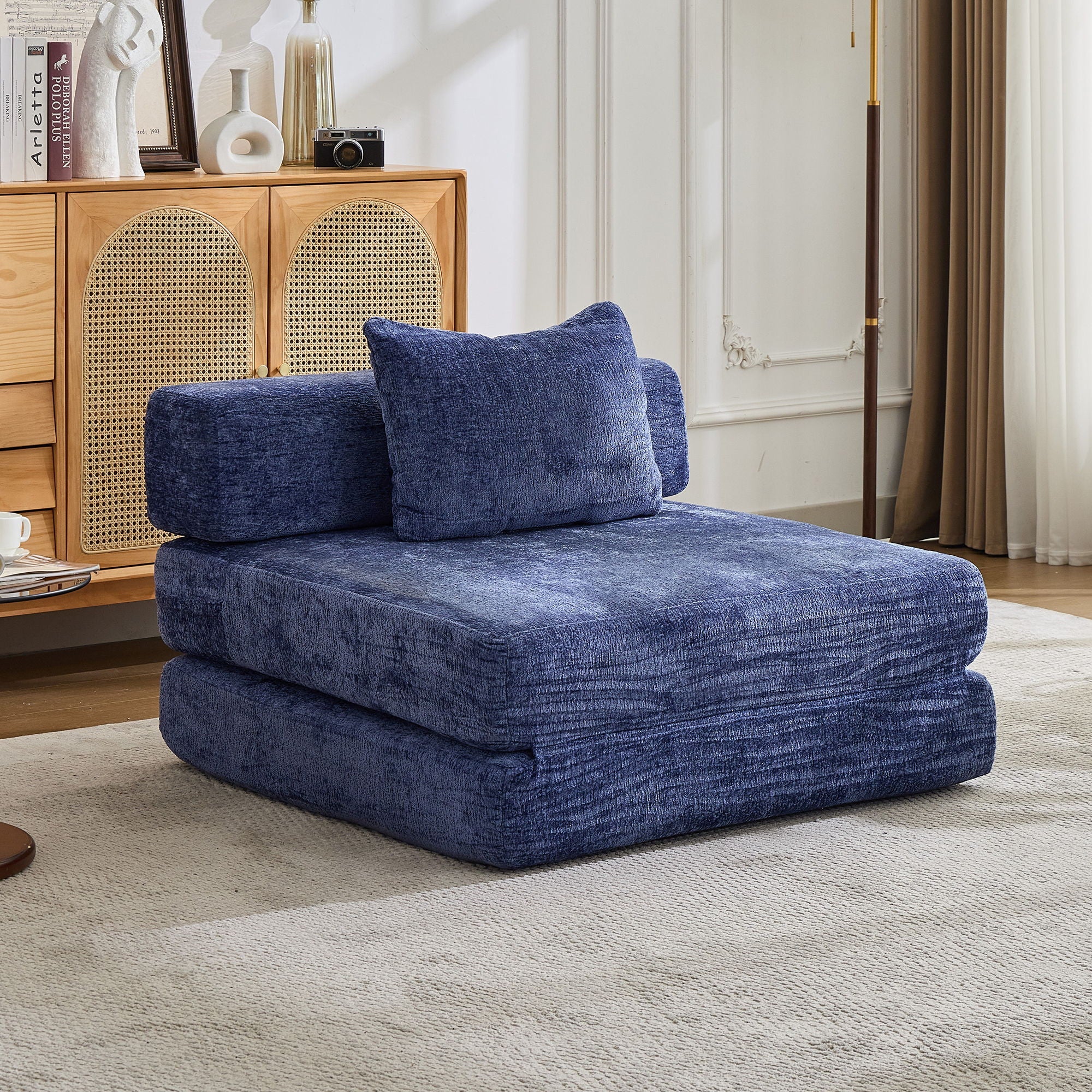 Convertible Floor Sofa Bed With Fixed Shape Frame For Living Room