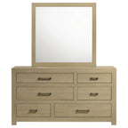 Hendricks 6-drawer Bedroom Dresser and Mirror Light Oak