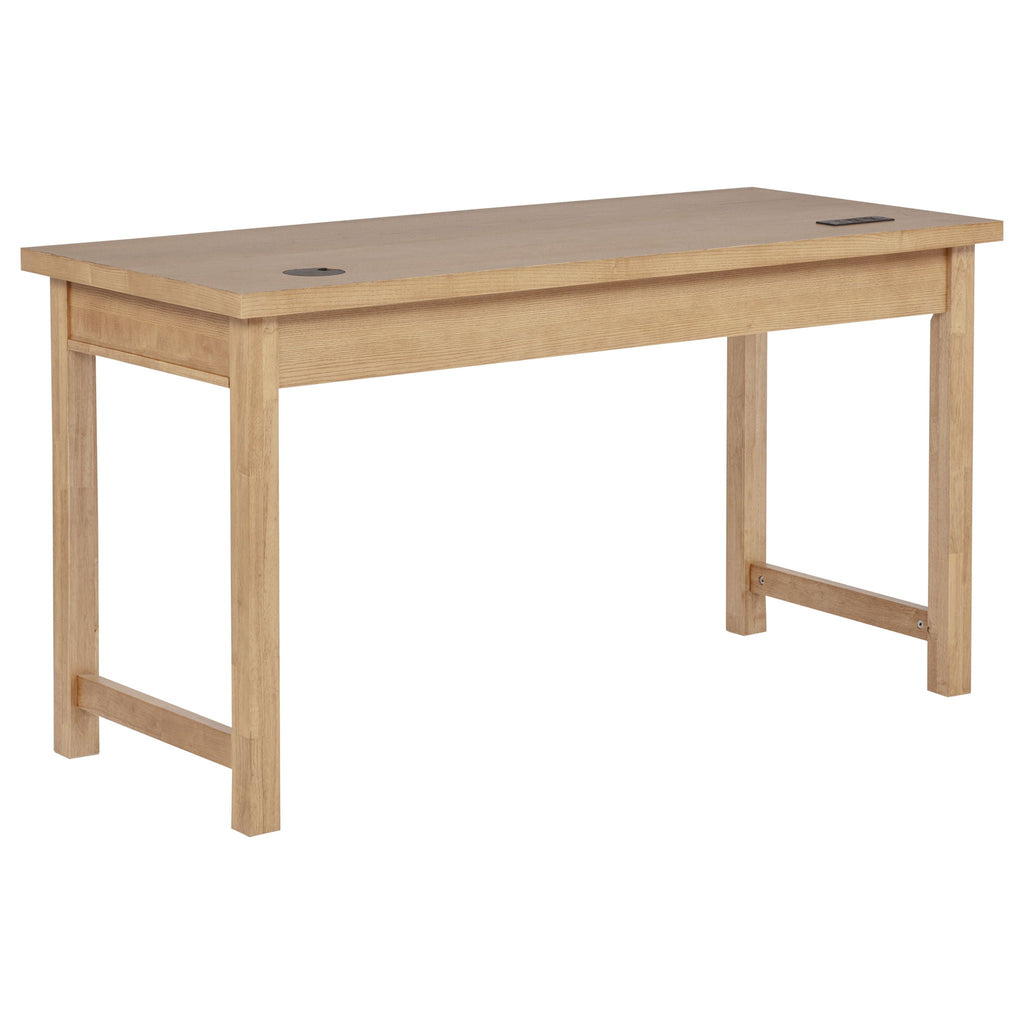 Vermes 55-inch 3-drawer Writing Desk with Power Outlet Light Ash