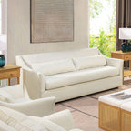 Ada - Flared Arm Contemporary Sofa With Lumbar Pillows - Flax White