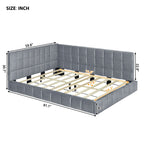 Full Size Upholstered Classic Daybed / Sofa Bed Frame, Elegant Design - Gray