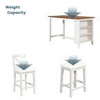 5 Pieces Counter Height Rustic Farmhouse Dining Room Wooden Bar Table Set With 2 Stools And 2 Chairs