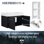 Modern Wall Mounted Bathroom Vanity With Thick Edge Resin Sink And Storage Rack