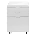 File Cabinet, Rolling Mobile, Storage Drawers, Printer Stand, Office, Work, Glossy Contemporary, Modern - White