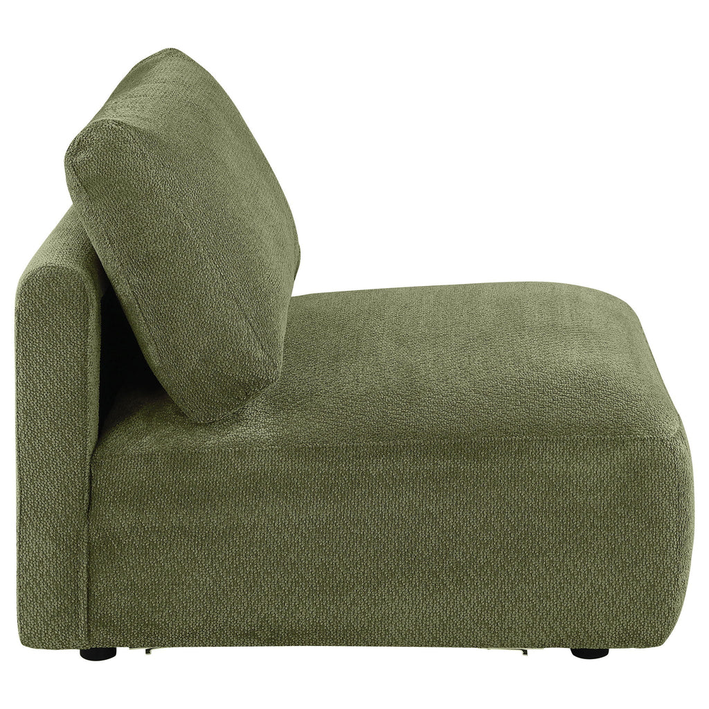 Elysia Chenille Upholstered Modular Armless Chair Green