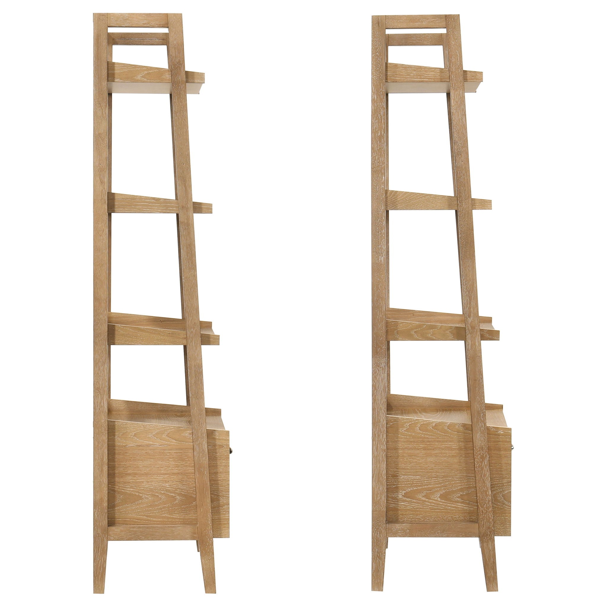 Fabian 2-piece 4-shelf Bookshelf with Drawer Distressed Light Brown