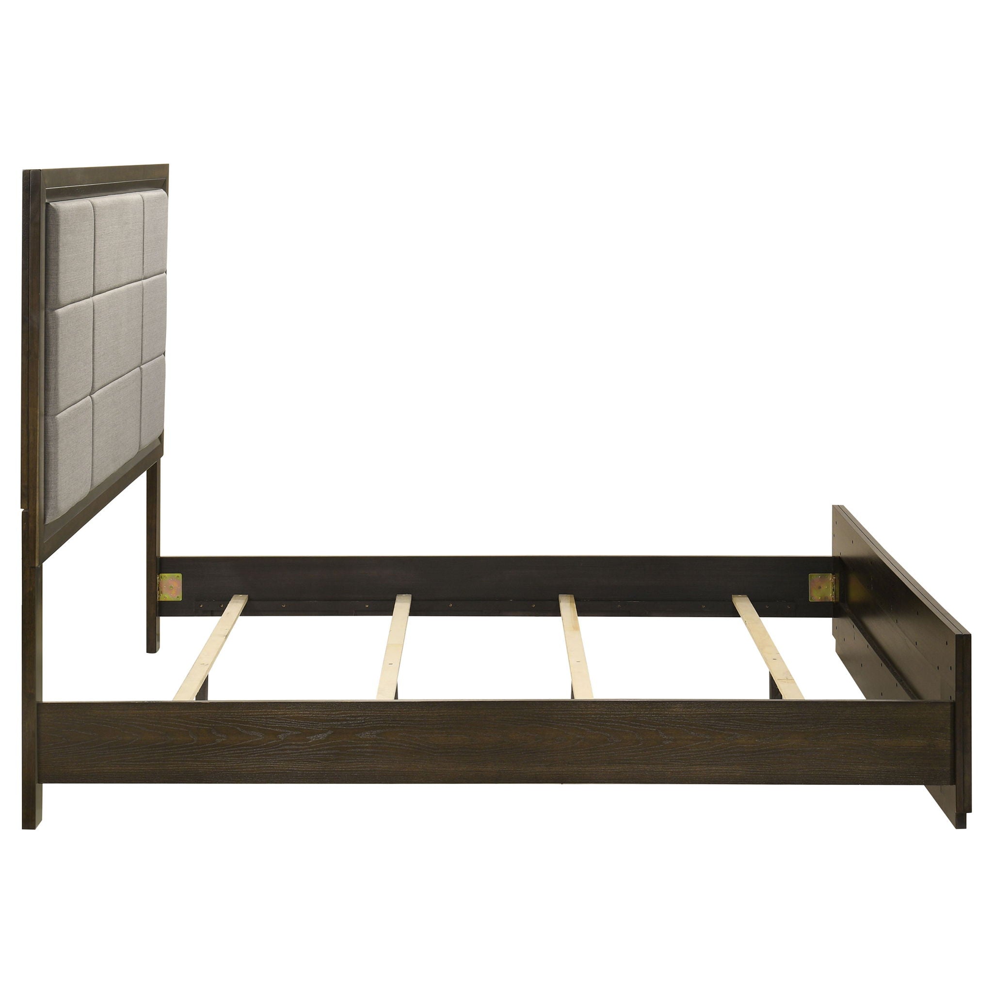 Atlas 64-inch Queen Upholstered Panel Bed Grey and Dark Oak