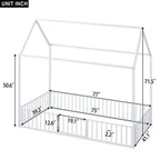 Metal House Bed With Fence And Door