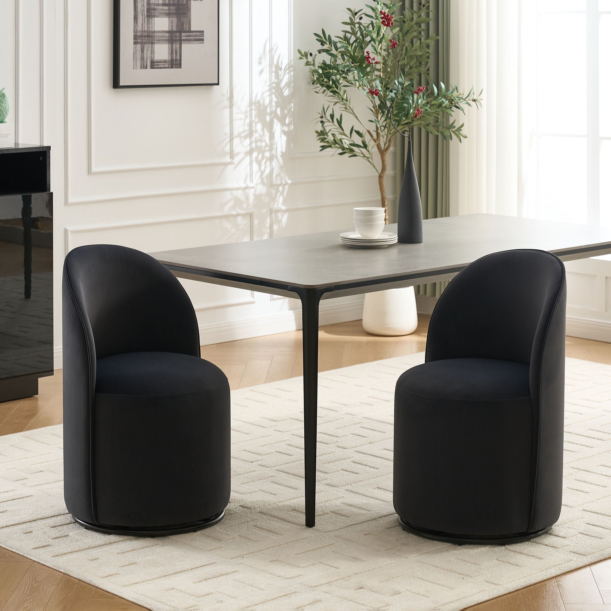 360 Degree Swivel Armless Dining Barrel Chair