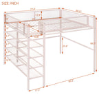 Loft Bed With 4 Tier Shelves And Storage