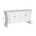 Refined Industrial 4 Door Credenza With Arc Legs & Clasps