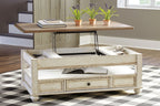 Realyn - Lift Top Cocktail Table - White / Brown