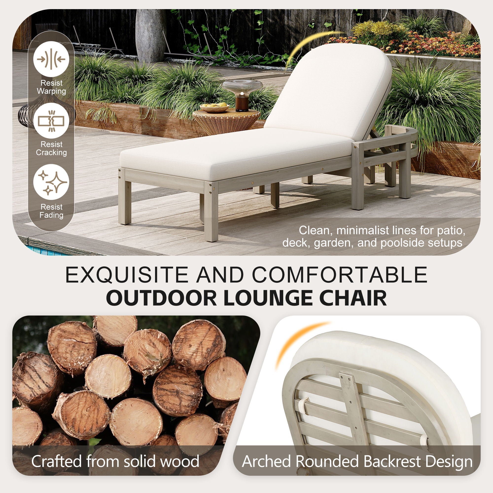 Outdoor Chaise Lounge With 5 Position Adjustable Backrest (Set of 2)