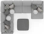 Canyon - 4 Piece Sectional With Cuddler Seat Cushions, Included Accent Pillows And Cocktail Ottoman (Right Side Facing Chaise) - Platinum