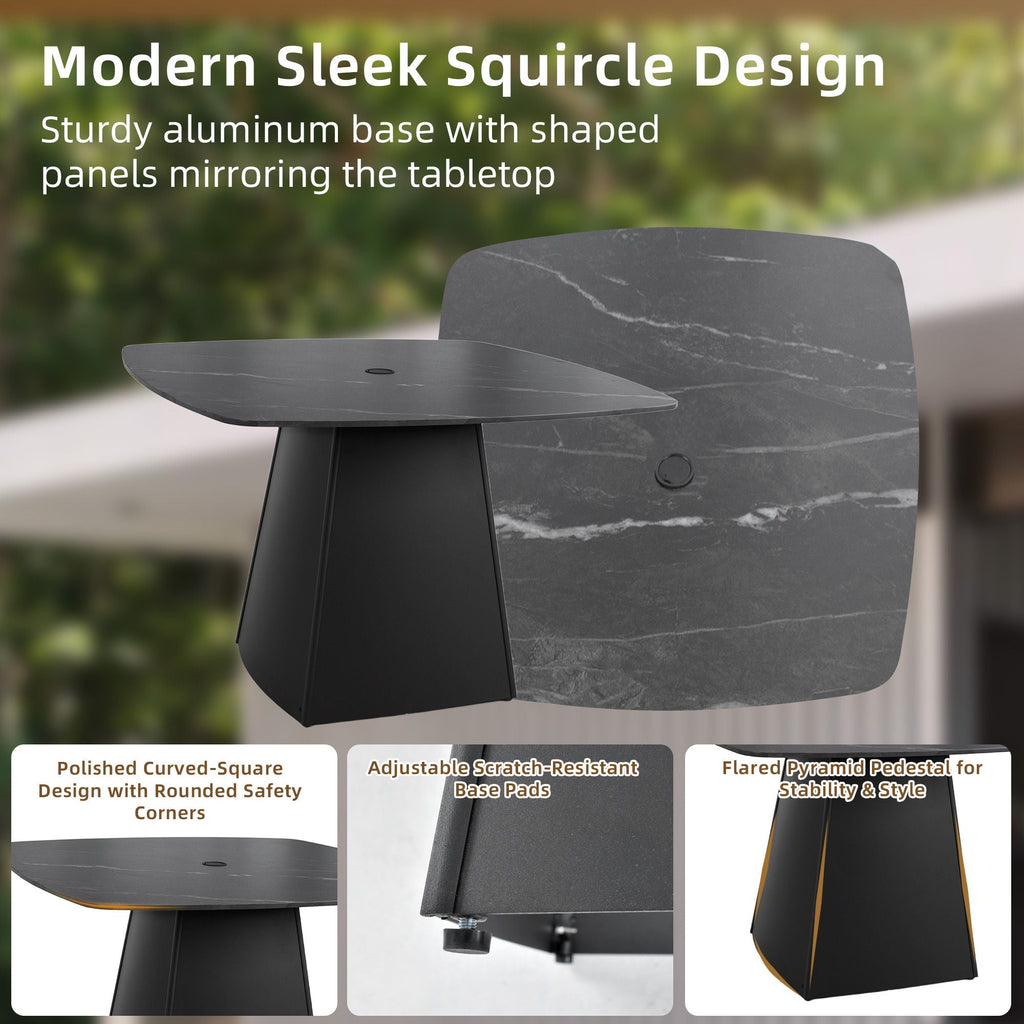 Rounded Square Outdoor Pedestal Dining Table