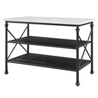 Brahm - Kitchen Island - White Marble Top & Gray