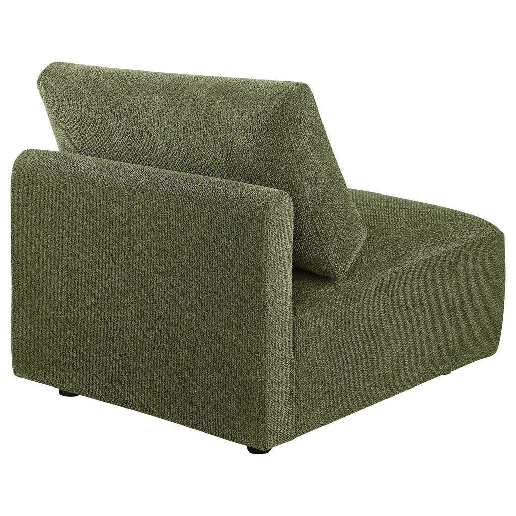 Elysia Chenille Upholstered Modular Armless Chair Green
